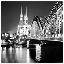Glasbild ARTLAND "Köln Skyline Abstrakte Collage 19", schwarz (farbe bild(er): schwarz), B:20cm H:20cm, Bilder, in verschiedenen Größen