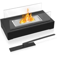 XMTECH Bioethanol Tischkamin Tischfeuer mit Glas, Edelstahl Basis, Tragbarer Feuerschale Tischfeuer sauber brennender Bio Ethanol Kamin für Outdoor Indoor Balkon Garten Deko Rechteckiger, Type C