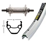 Bikeparts Bike-Parts Laufrad|Vorderrad 28x1.75 Alunabe silber Festachse 36-Loch Exal ZX 19 silber Nirosta-Speichen