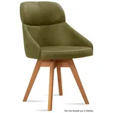 58 aufm Kessel Esszimmerstuhl Küchenstuhl drehbar (2er-Set) Drala 52x82x63 Eiche geölt/Olivgrün (Lieferung bis Verwendungsstelle, 6 St), Stabiles Gestell aus Massivholz pflegeleichter Bezug aus Microfaser grün