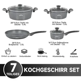 Homelux Topfset Pfannenset 6-tlg, Induktions Töpfe Set mit Deckel, Antihaftbeschichtung, Geschmiedetes Kochgeschirr Set, Kochtopfset für Alle Herdarten