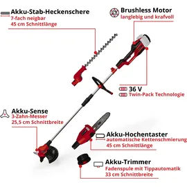 Einhell GE-LM 36/4in1 Li ohne Akku + Zubehör 3410901