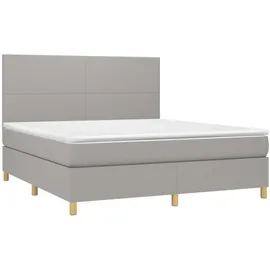 vidaXL Boxspringbett mit Matratze & LED Hellgrau 180x200 cm Stoff
