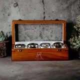 Uhrenbox aus Holz für Herren – Uhrenbox mit 4 Schlitzen für Herren | Luxus-Uhrengehäuse für Herren | Holz-Uhrenbox Unisex | Holz-Glas-Uhrenbox | Uhren-Organizer | indische Rosenholz-Uhrenboxen für