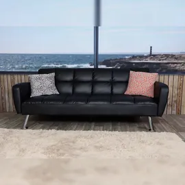 Mendler HWC-K19, Couch Schlafsofa Gästebett Bettsofa Klappsofa, Nosagfederung Schlaffunktion 203cm ~ Kunstleder schwarz