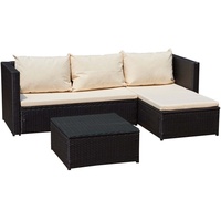 Luxus Premium Polyrattan Garten Lounge SET schwarz beige Esstisch Gartenmöbel