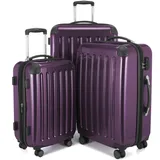 HAUPTSTADTKOFFER Alex - 3er Kofferset, Trolley-Set, Rollkoffer, Reisekoffer, (S, M & L), Aubergine