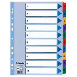 Esselte Ordnerregister Vollformat 1-10 farbig 10-teilig, 1 Satz