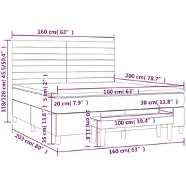 vidaXL Boxspringbett mit Matratze Hellgrau 160x200 cm Stoff1358390