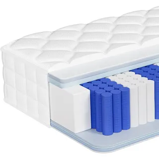 Taschenfederkernmatratze Matratze 7-Zonen Federkernmatratze H3 orthopädische matratze, Adormii, 22 cm hoch, (Federkernmatratze mit Spannbettlaken, 10-Sichten Atmungaktive Material EU-Qualitätszertifizierung), Matratze 90x200 cm oder 140x200 cm, für Kinder und Erwachsene weiß 140 cm x 200 cm x 22 cm