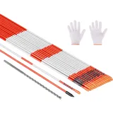 Vevor Schneestangen, 20 Stück, 122 cm lang, 6,35 mm Durchmesser, Auffahrtstangen mit 30 cm Stahlbohrern, reflektierende Einfahrtsmarkierung, Fiberglasstangen für Parkplätze, Gehwege, Schneeräumen