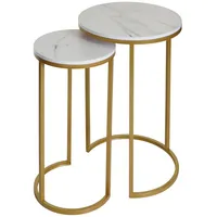 MCW MCW, Beistelltisch, Weiß, Gold, Holzwerkstoff, 40x64x40 cm, Wohnzimmer,