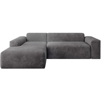 Juskys Sofa Vals Links mit PESO Stoff - Ecksofa Couch Wohnzimmer modern Sitzfläche - Dunkelgrau
