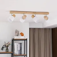 Lindby Deckenlampe Holz Textil, Stoff Deckenleuchte, Deckenstrahler drehbar und