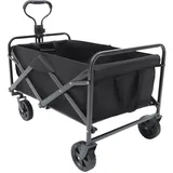 Gartenwagen Bollerwagen Faltbar Klappbar Transportkarre Handwagen mit 4 Rollen, Verstellbarer Handgriff, Gerätewagen Strandwagen für Alle Gelände Einkaufen Draussen Camping, 80kg Belastbarkeit