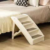Tragbare Hunde- Und Katzentreppe Mit Rutschfesten Matten Für Bett Und Sofa, Tragkraft 20 Kg, 62 X 38 X 49,5 Cm, Beige