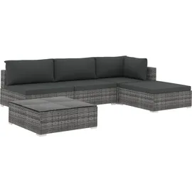 vidaXL Polyrattan Lounge-Set mit Auflagen grau