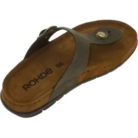 ROHDE Damen Zehentrenner Pantolette Leder Rodigo-D 5860, Größe:38 EU, Farbe:Grün