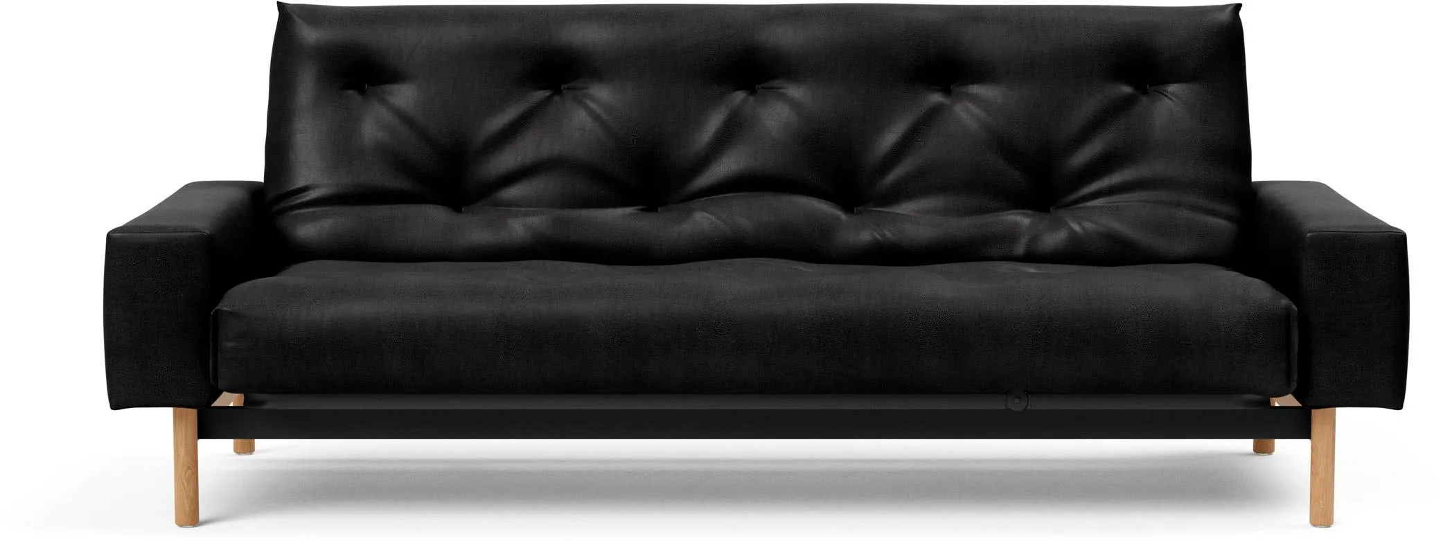 Schlafsofa INNOVATION LIVING TM "MIMER" Sofas Gr. T: 100 cm, Microfaser in Lederoptik FANUAL, schwarz (schwarz 550 fanual) Einzelsofas Taschenfederkernmatratze, Breite Liegefläche 140 cm