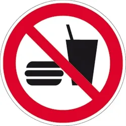 Aufkleber Essen und Trinken verboten ISO 7010, Folie, Ø 200 mm