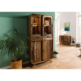 MASSIVMOEBEL24.DE Vitrine MAILAND 90 x 40 x 180 cm Dunkelbraun