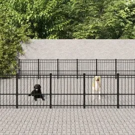 vidaXL Outdoor-Hundezwinger 46,1 m2 Stahl Schwarz