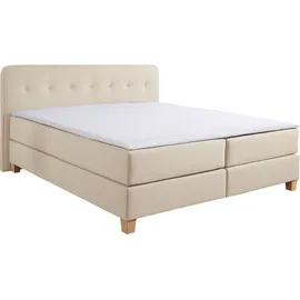 Home Affaire Boxspringbett »Fargo«, inkl. Topper, in 3 Matratzenarten, in Samt- oder Strukturstoff beige