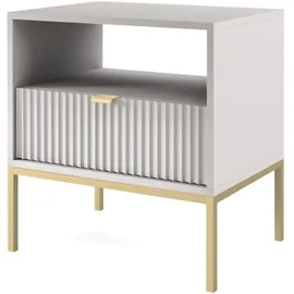 Selsey Vellore - Nachttisch, Nachtschrank mit Schublade, grau Mit Strukturfront und Goldenen Metallbeinen