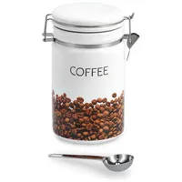 Zeller Kaffeedose mit Löffel weiß Keramik B/H/L: ca. 11x19,5x16