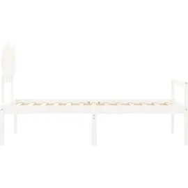 vidaXL Seniorenbett mit Kopfteil Weiß Massivholz