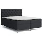 Deine Möbel 24 Boxspringbett GAVI Boxspring Komplettbett Polsterbett Bonellfederkernmatratzen H3 (Beige Grau Dunkelgrau Graphit Schwarz, 3-St., Velour Stoff 120x200 140x200 160x200 180x200 200x200), inkl. Bettkasten Topper Matratzen H3 grau