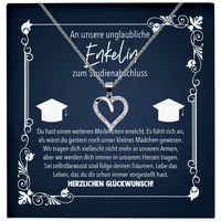 22Feels Schmuckset Enkelin Uni Abschluss Geschenk Bachelor Master Frau Schmuck Halskette (inkl. Geschenktasche, Karte(n), Poliertuch, Beutel), Echt-Silber 925/000, Karte Made In Germany silberfarben