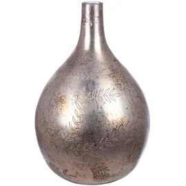 Gilde Vase Peso grau antikfinish matt Blumenmotiv Höhe 56 cm Dekoration Wohnaccessoire Geschenkidee Inneneinrichtung