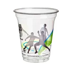 Papstar Pure Football Kaltgetränkebecher, PLA, Glasklarer Trinkbecher mit Schaumrand, 1 Packung = 75 Stück