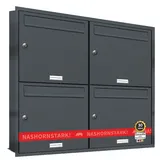 AL Briefkastensysteme 4er Unterputzbriefkasten Anthrazit inkl. Zeitungsfach