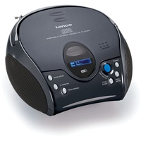 Lenco SCD-24DAB - CD-Player für Kinder - Bluetooth 5.1 - CD-Radio - Boombox - DAB+ Radio - Titel Speicher - 2 x 1,5 W RMS-Leistung - Netz- und Batteriebetrieb - Schwarz