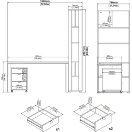 Dmora Eckschreibtisch Severine Eiche / Weiß