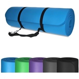 TP Yogamatte Gymnastikmatte Fitnessmatte | rutschfest, gelenkschonend | NBR Schaumstoff 185 x 61 x 1,5 cm mit Tragegurt (Blau)