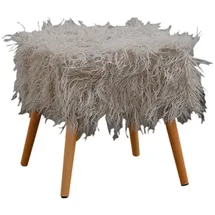 KAWOLA Hocker Fell FYNN Flokati Fellhocker grau