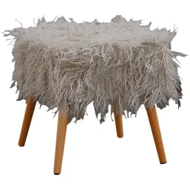 KAWOLA Hocker Fell FYNN Flokati Fellhocker grau