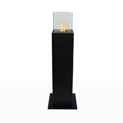 Divina Fire Bioethanol-Gartenkamin, Biokamin für den Außenbereich, Capri 110, Schwarz