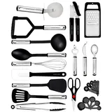 Küchenutensilien Set Kochset - Antihaft Hitzebeständiger Küchenhelfer Set - Pfannenwender Kochlöffel set - Küchen Gadgets (25-tlg Nylon Set)