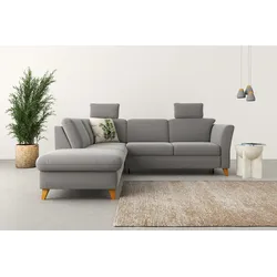 Ecksofa HOME AFFAIRE "Trelleborg L-Form", grau, B:252cm H:86cm T:213cm, 100% Polyester, Sofas, Federkern-Polsterung, wahlweise mit Bettfunktion und Stauraum