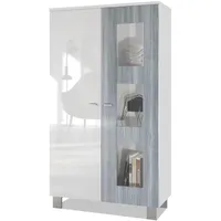 Vladon Vitrine, Anthrazit, 71x129x35 cm, Wohnzimmer, Wohnwände, Vitrinenschränke