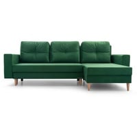 MOEBLO Ecksofa CARL, Ottomane Links als auch rechts montierbar Couch für Wohnzimmer, Schlafsofa Sofagarnitur Sofa Eckcouch L-Form Wohnlandschaft, mit Bettkasten und Schlaffunktion grün