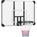 sportnow Basketballkorb Basketballbrett mit Korb Wandmontage für Outdoor, Stahl - Schwarz/Transparent/Weiß