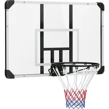 sportnow Basketballkorb Basketballbrett mit Korb Wandmontage für Outdoor, Stahl - Schwarz/Transparent/Weiß