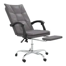 vidaXL Bürostuhl mit Liegefunktion Kunstleder Grau