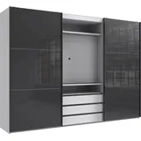 WIMEX Schwebetürenschrank »Magic by fresh to go«, tolles EXTRA: mit drehbarem TV-Element, Fronten aus Glas, weiß/Außentüren Grauglas,