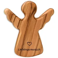 Kassis Geschenkartikel Olivenholz-Schutzengel - Handgefertigte Engel-Figur aus Bethlehem - Schutzengel-Glücksbringer - (Lieblingsmensch) - (1 Stück)